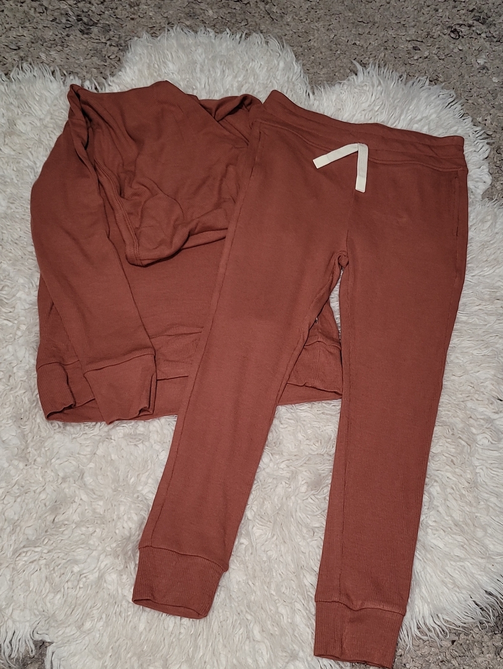 Kids Cozy Track Jogger Set in Rust - Matching Pants & Top